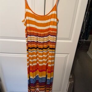 Roz & Ali Orange and White Striped Dress